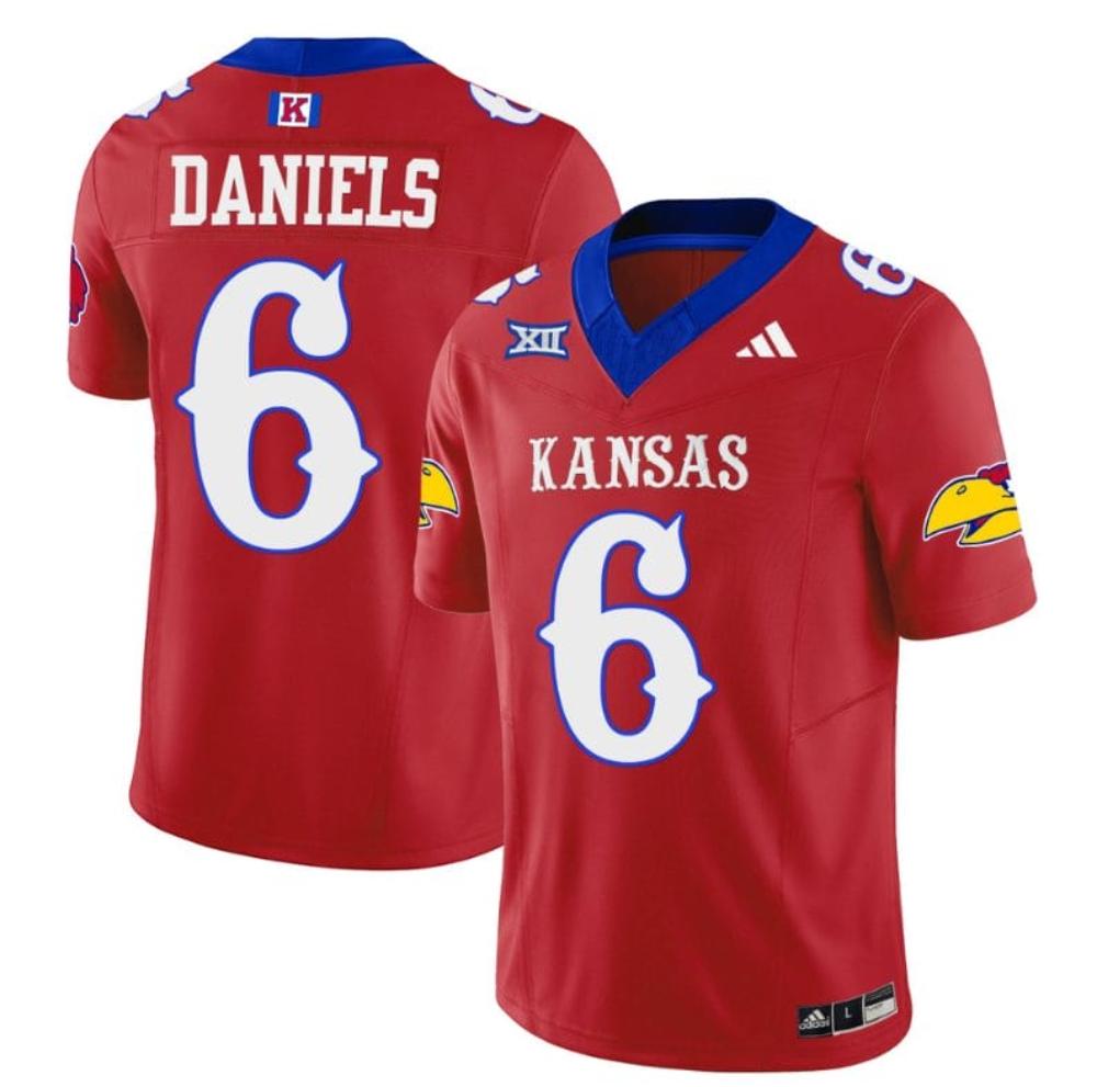 Mens Jalon Daniels Jersey 6 Kansas Jayhawks Blackhawk Red