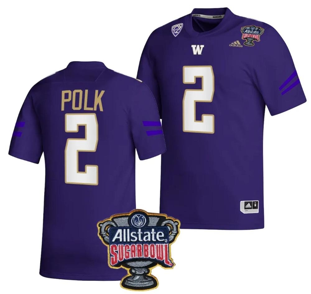 Mens Jalynn Polk Jersey 2 Washington Huskies Allstate Sugar Bowl Patch 2024 C