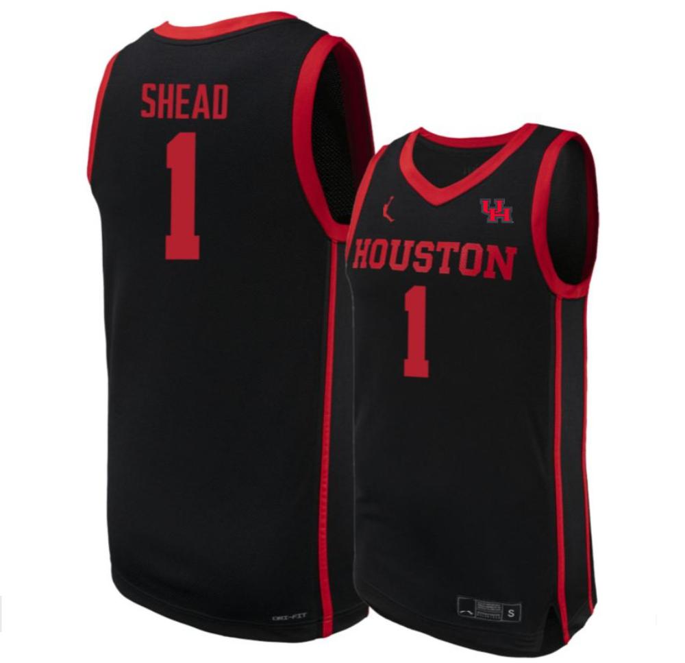 Mens Jamal Shead 1 Ncaa Houston Cougars Basketball Replica Jersey Black