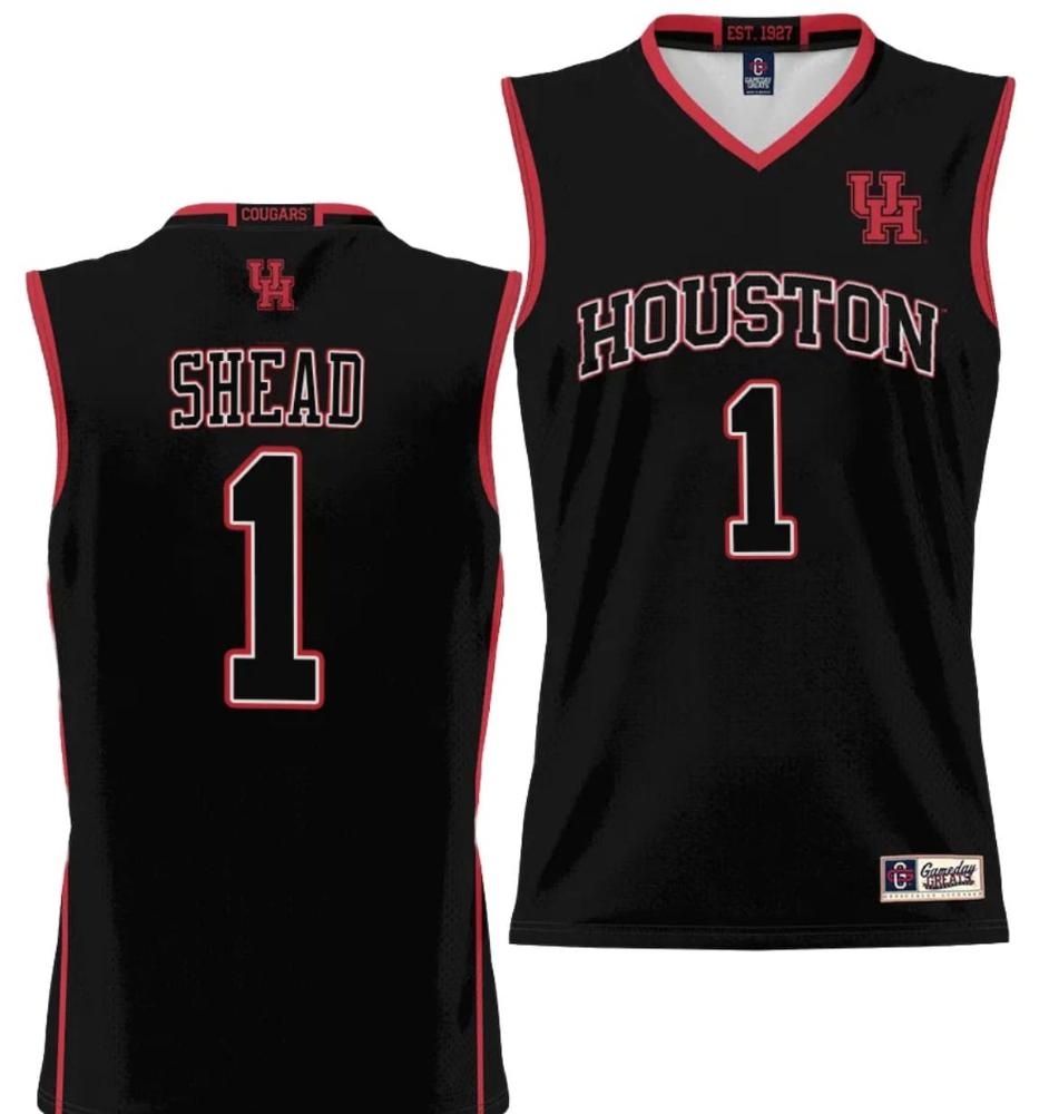 Mens Jamal Shead Jersey 1 Houston Cougars Nil Basketball College Lightweight