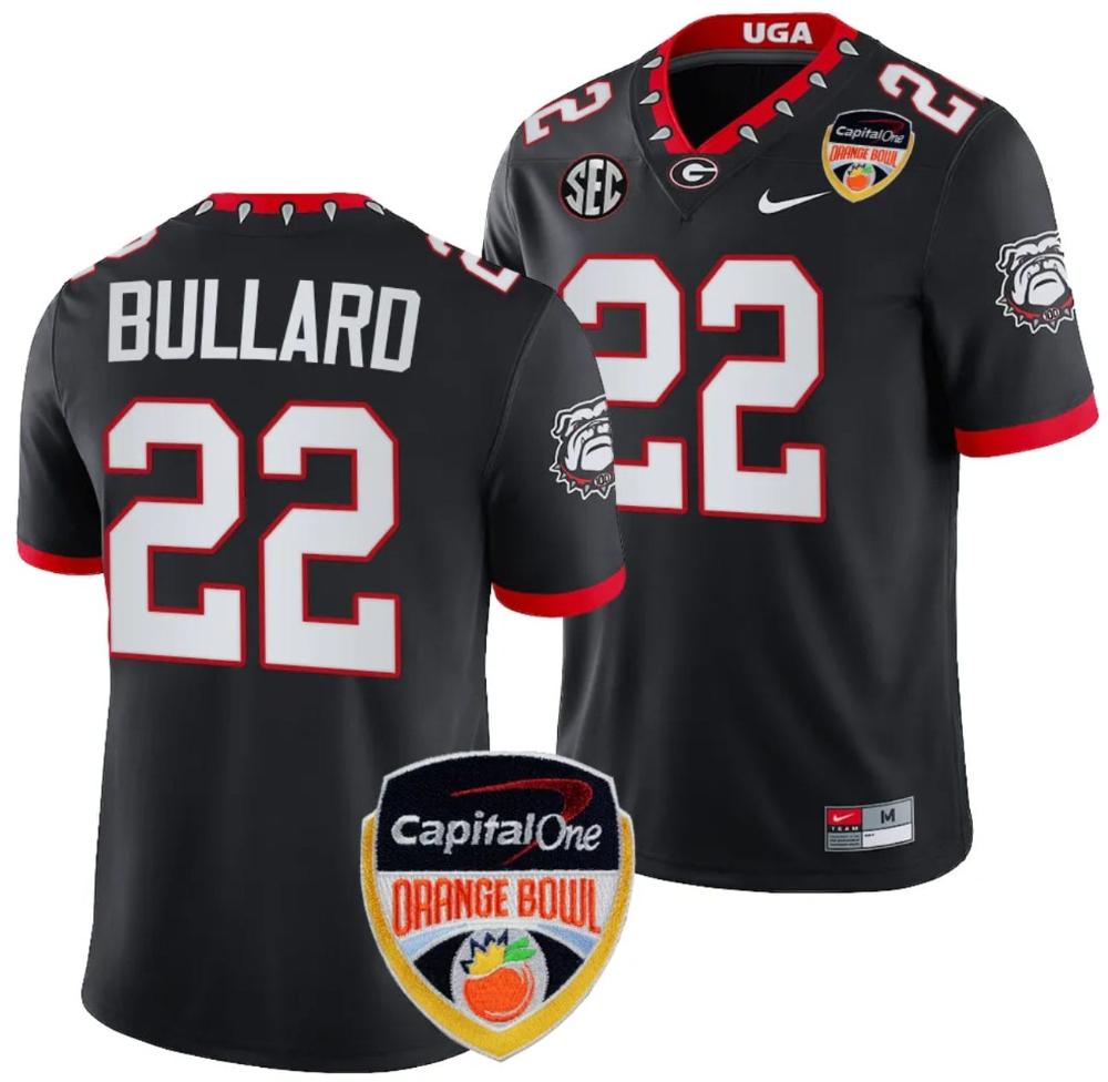 Mens Javon Bullard Jersey 22 Georgia Bulldogs Orange Bowl Patch 2023 College
