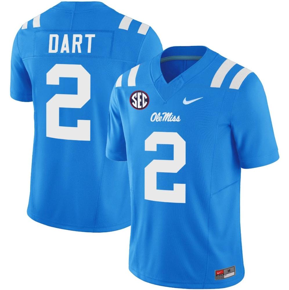 Mens Jaxson Dart Jersey 2 Ole Miss Rebels Football Vapor Limited Powder Bluedfw6asbd5b_39