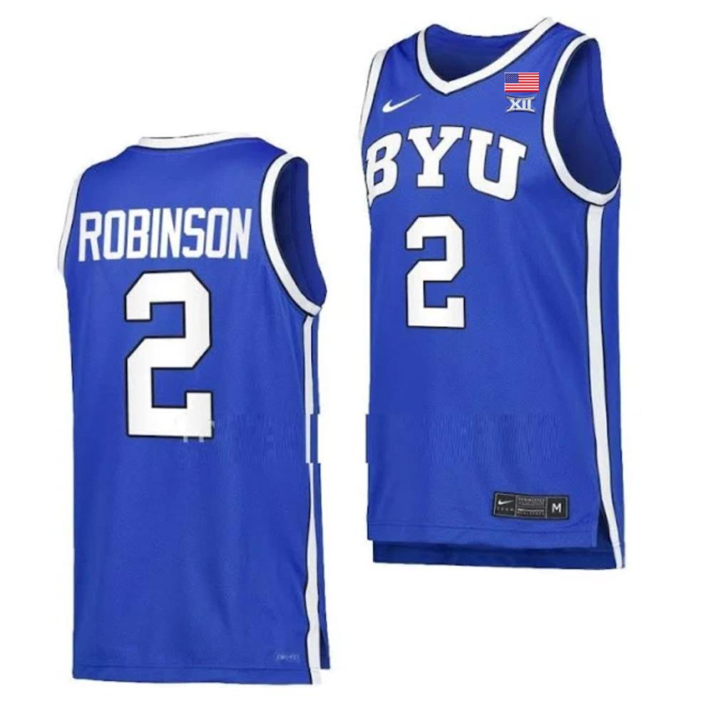 Mens Jaxson Robinson 2 Jersey Byu Cougars College Basketball Blue Jersey