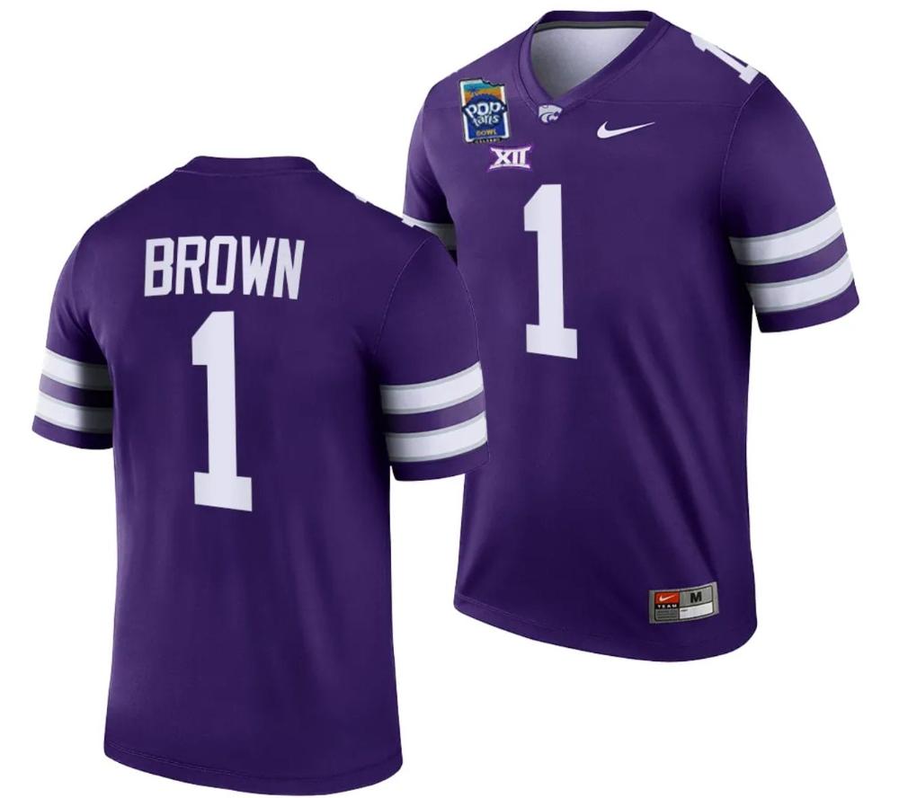 Mens Jayce Brown Jersey 1 Kansas State Wildcats 2023 Pop tarts Bowl Football