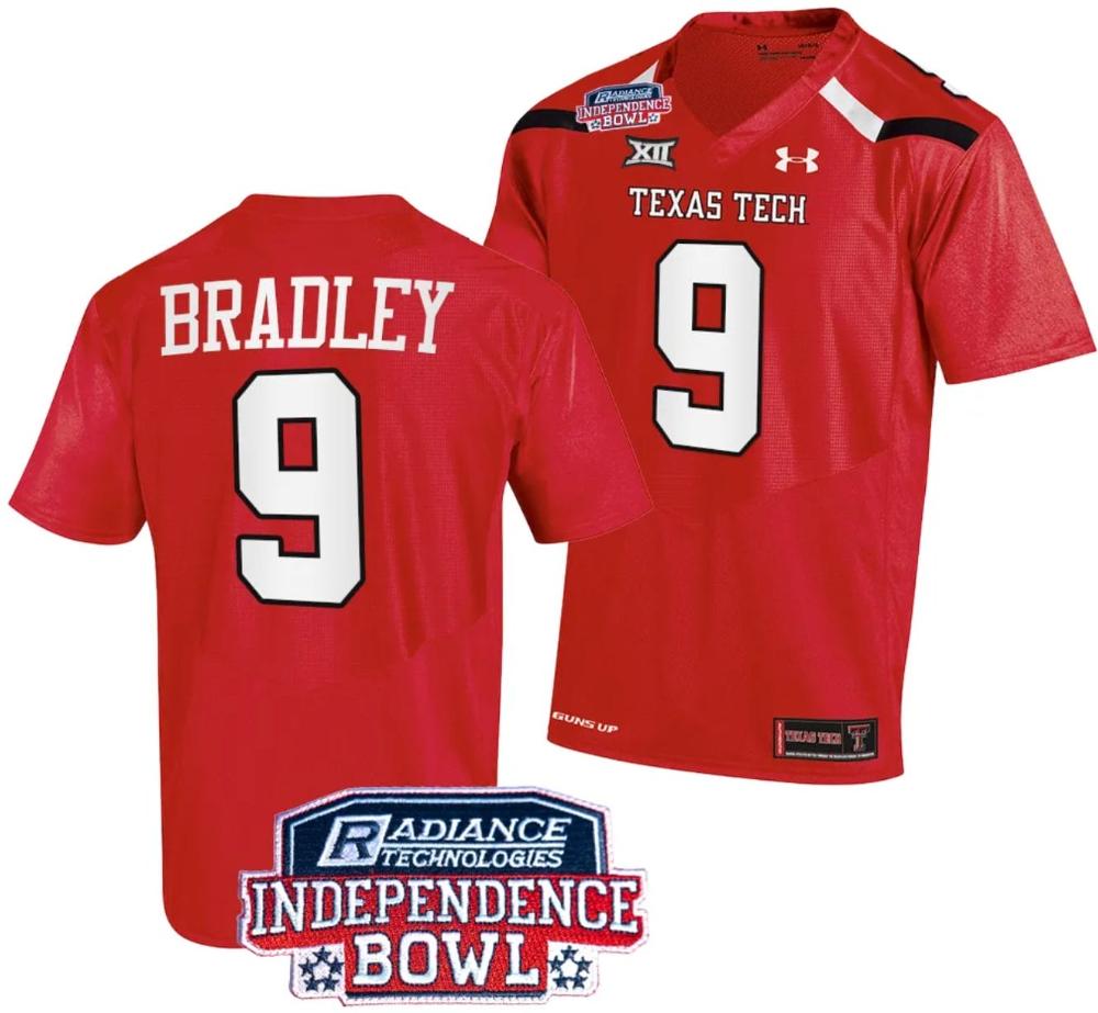 Mens Jerand Bradley Jersey 9 Texas Tech Red Raiders Independence 2023 Red