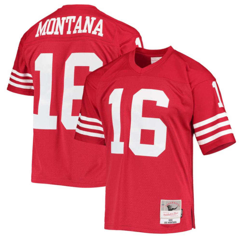 Mens Joe Montana 16 Scarlet San Francisco 49ers Legacy Replica Football Jersey