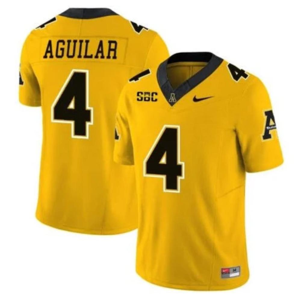 Mens Joey Aguilar 4 Appalachian State Mountaineers Football Yellow Jersey