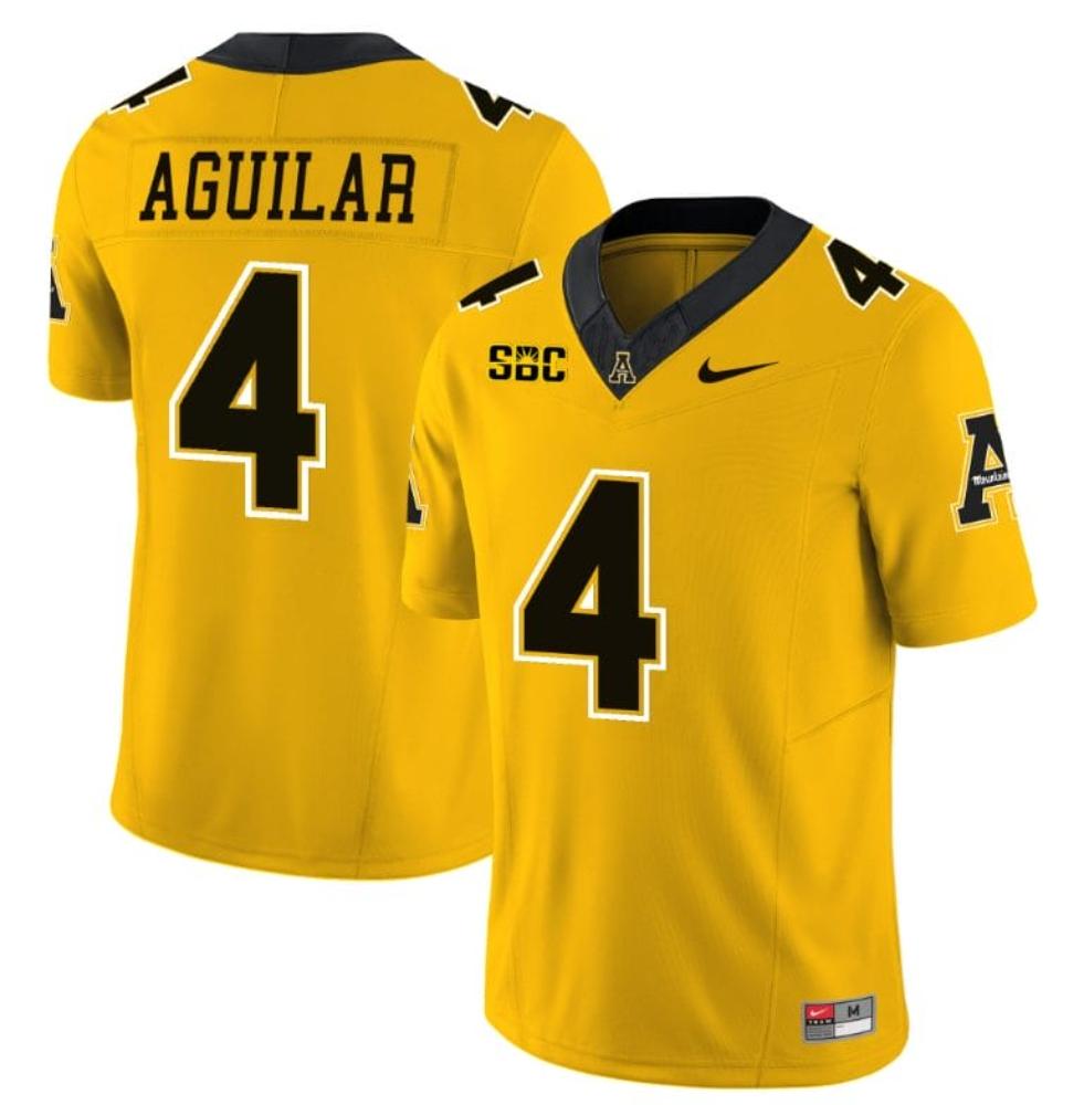 Mens Joey Aguilar Jersey 4 Appalachian State Mountaineers Collegeyellow