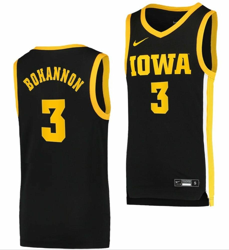 Mens Jordan Bohannon Jersey Iowa Hawkeyes Basketball Black Swingman 3