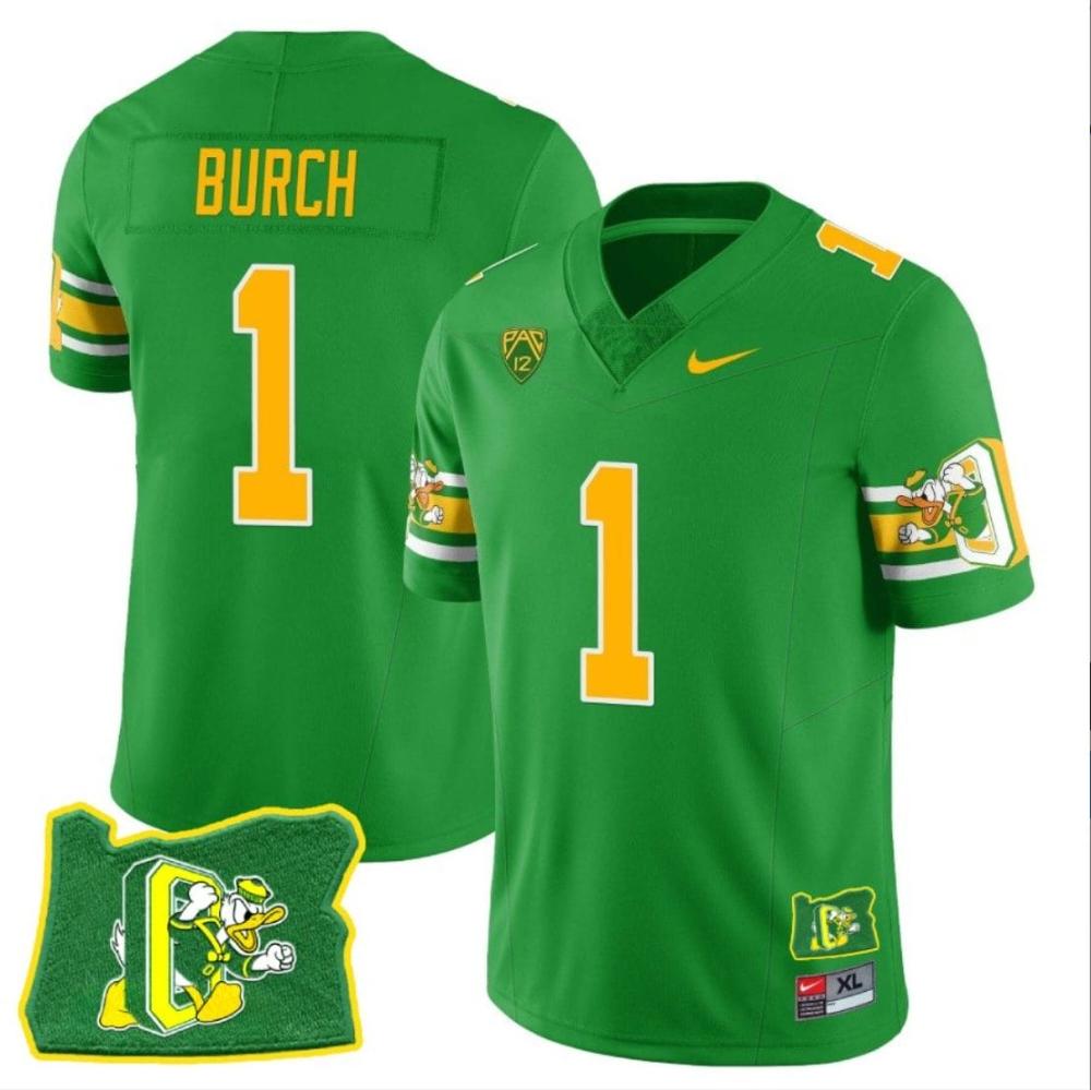 Mens Jordan Burch Jersey 1 Oregon Ducks Mighty Oregon Throwback Football Oreg