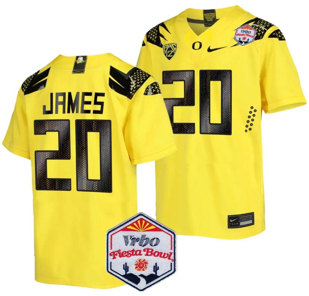 Mens Jordan James Jersey 20 Oregon Ducks Fiesta Bowl Patch 2024 Football Yell