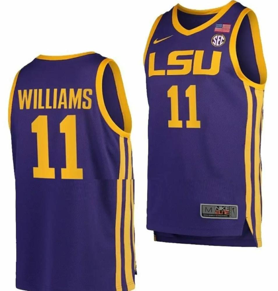 Mens Justice Williams Jersey Lsu Tigers College Basketball Purple 11
