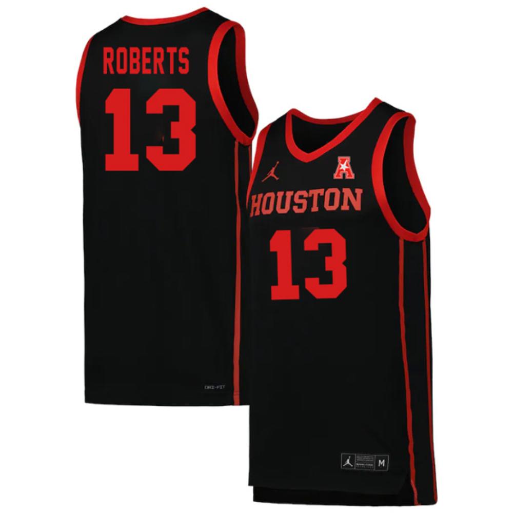 Mens Jwan Roberts 13 Houston Cougars College Basketball Black Jersey Stitched
