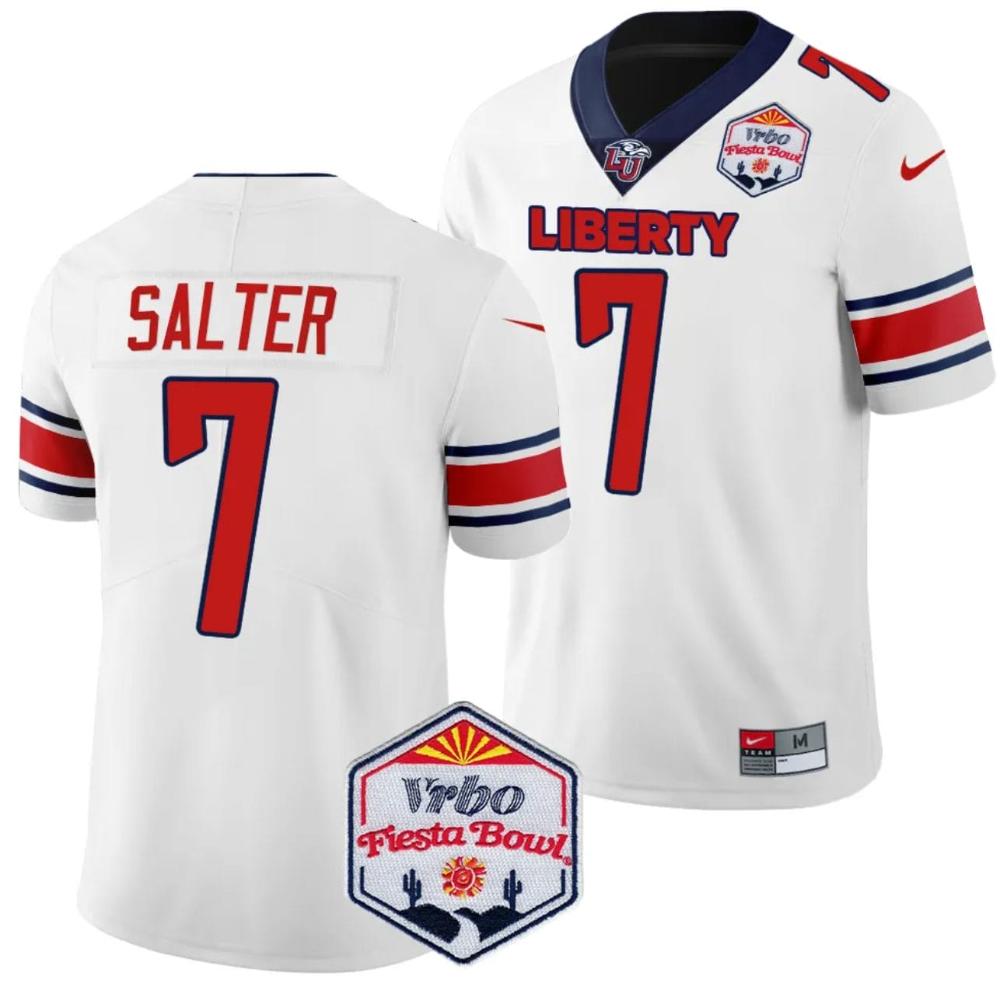 Mens Kaidon Salter Jersey 7 Liberty Flames Fiesta Bowl Patch 2024 Football Wh