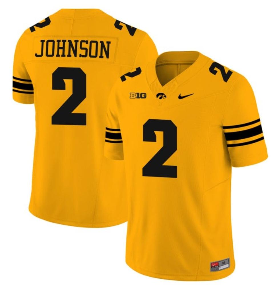 Mens Kaleb Johnson Jersey 2 Iowa Hawkeyes Collegegold
