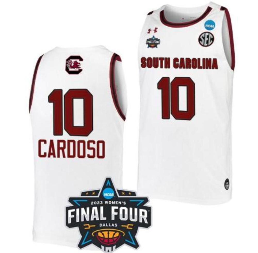 Mens Kamilla Cardoso Jersey 10 South Carolina Gamecocks Basketball College Wh