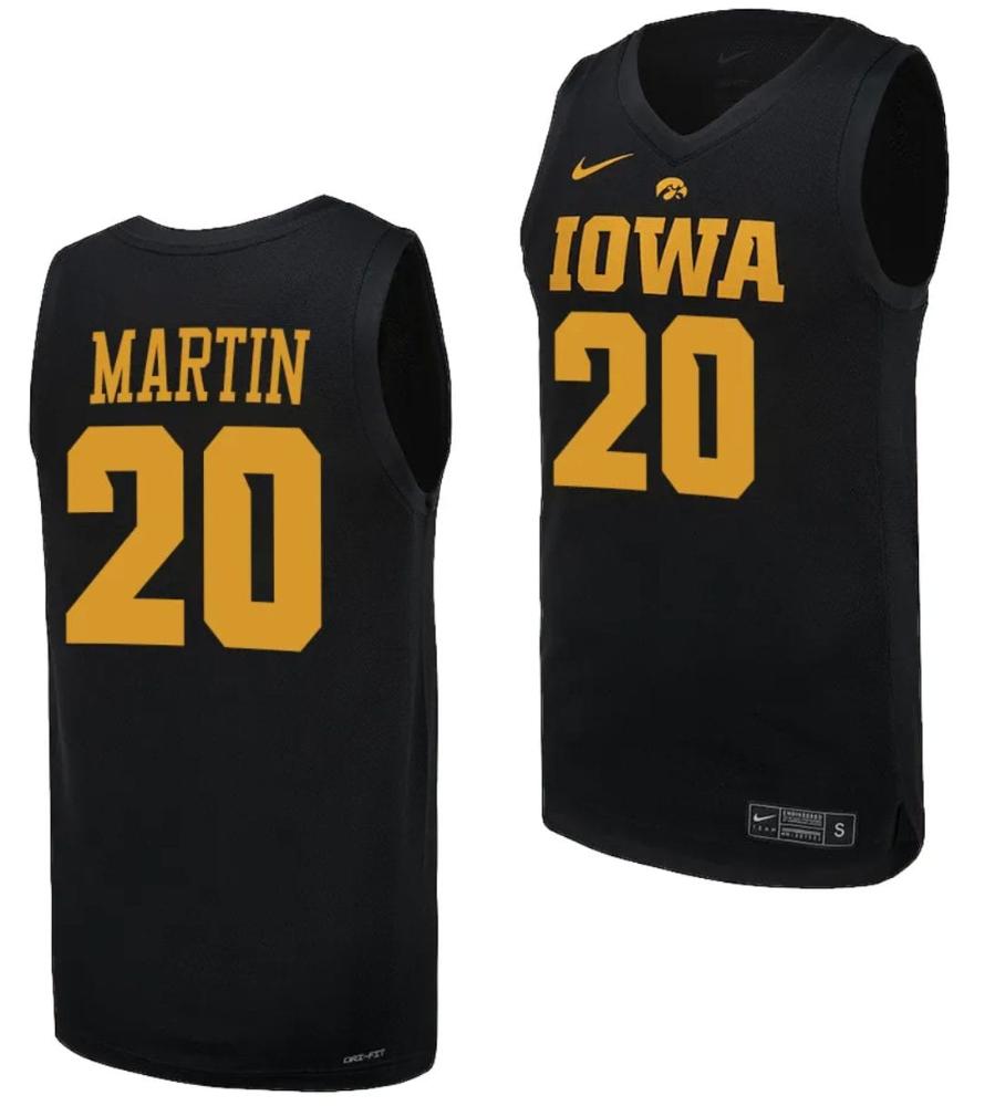 Mens Kate Martin Jersey 20 Iowa Hawkeyes Basketball Uniform Black