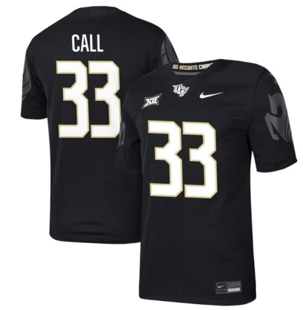 Mens Kaven Call Jersey 33 Ucf Knights Ncaa Football Black All Stitched