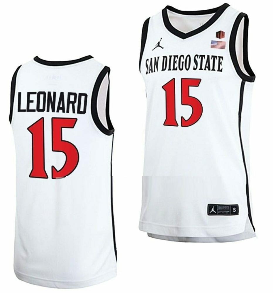 Mens Kawhi Leonard Jersey San Diego State Aztecs Basketball Home White 15
