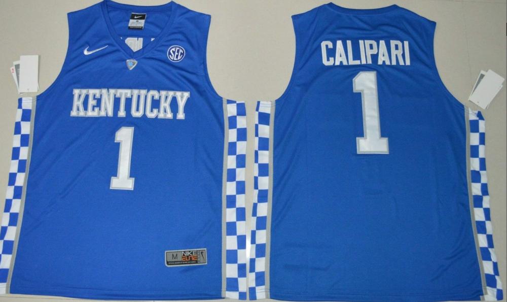 Mens Kentucky Wildcats 1 John Calipari Ncaa Basketball Jersey Blue