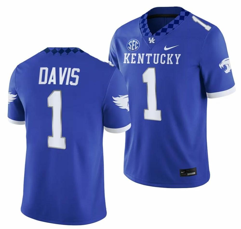 Mens Kentucky Wildcats 1 Ray Davis Jersey 2023 Home Blue Game College