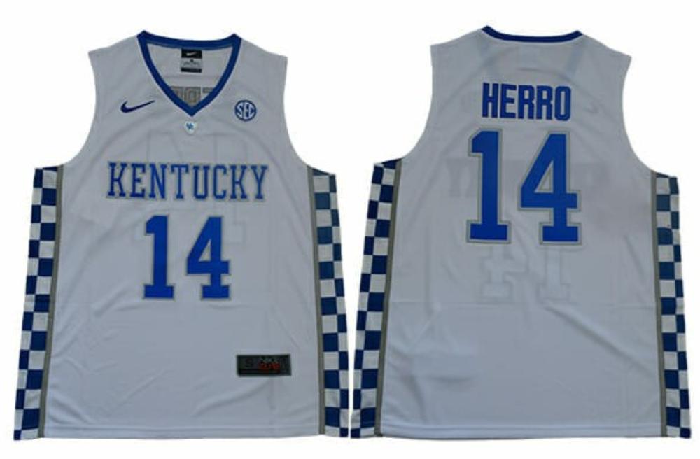 Mens Kentucky Wildcats 14 Herro Ncaa Basketball Jersey White