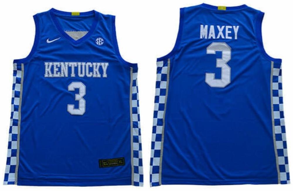 Mens Kentucky Wildcats 3 Maxey Ncaa Basketball Jersey Blue