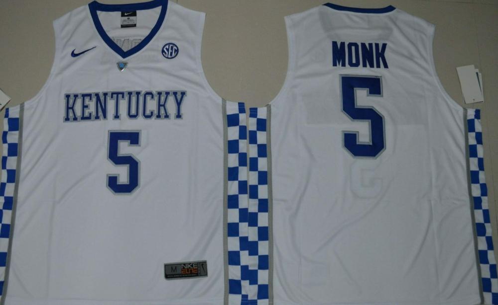 Mens Kentucky Wildcats 5 Malik Monk Ncaa Basketball Jersey White