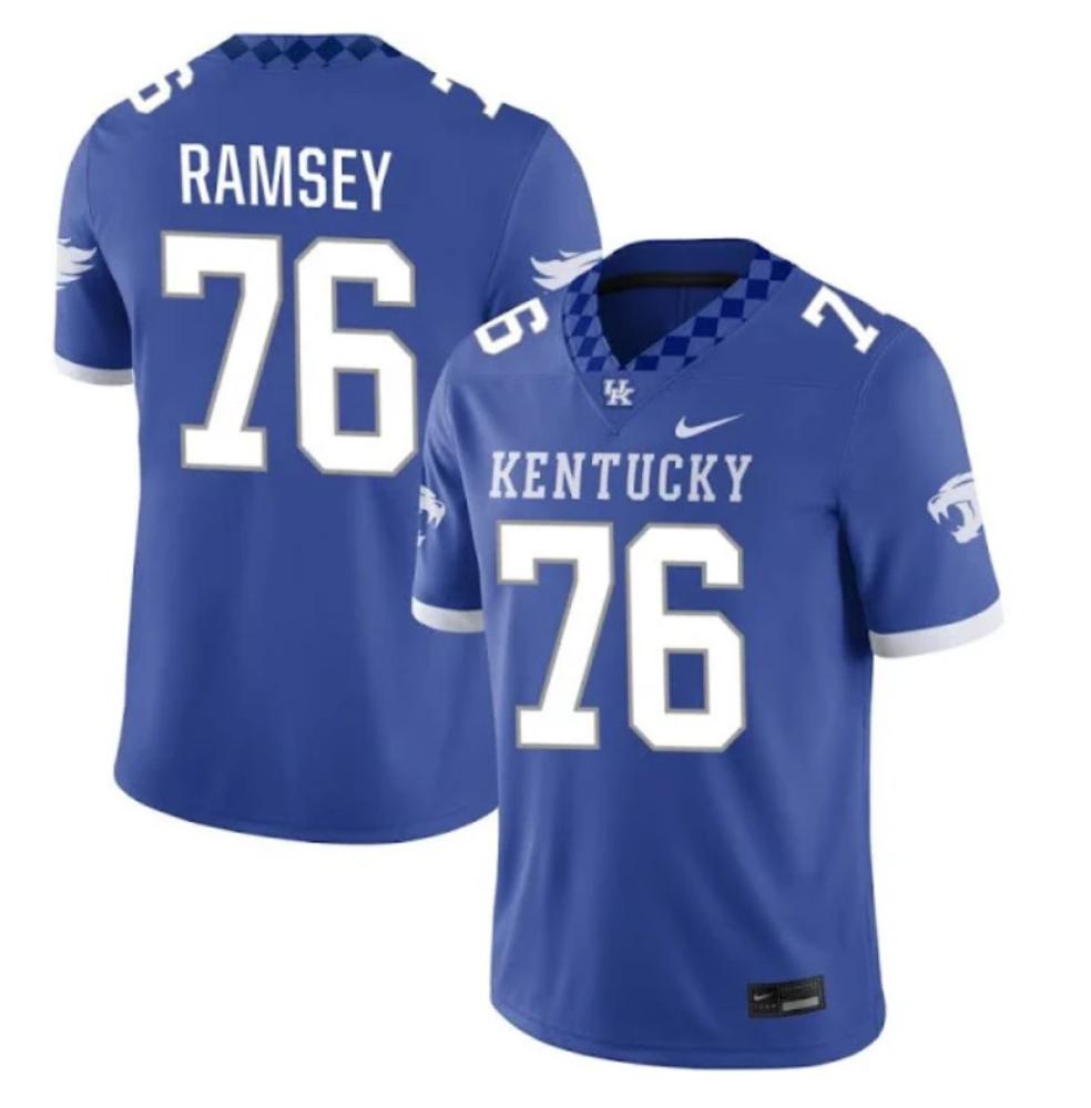 Mens Kentucky Wildcats Austin Ramsey Jersey 76 College Football Game Blue