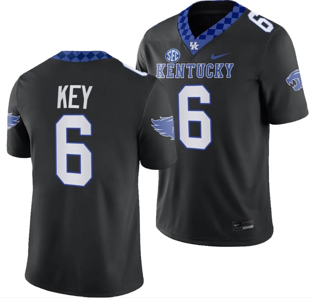 Mens Kentucky Wildcats Dane Key Jersey 6 Alternate Football Game Black 2023
