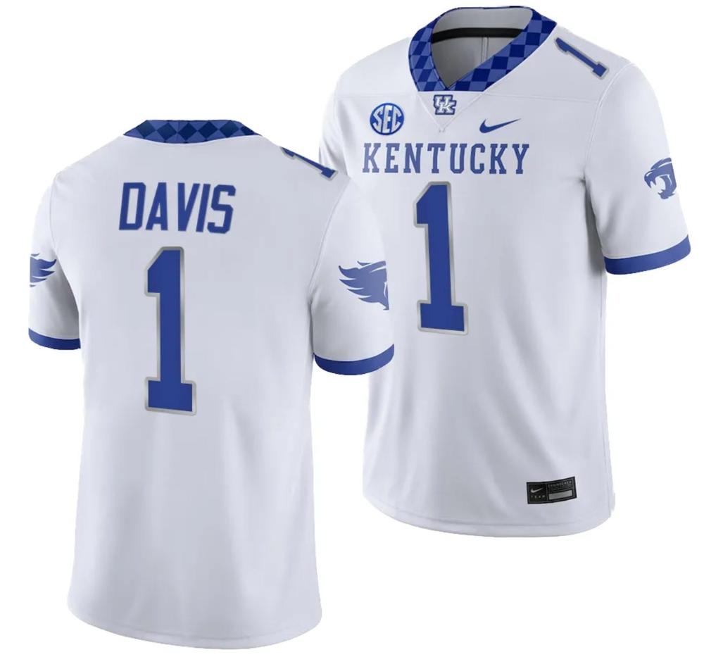 Mens Kentucky Wildcats Ray Davis Jersey 1 College Football Game 2023 White