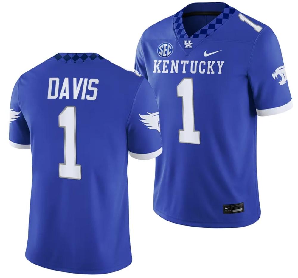 Mens Kentucky Wildcats Ray Davis Jersey 1 College Game 2023 Blue