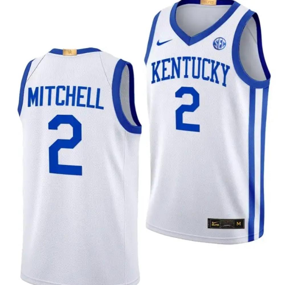 Mens Kentucky Wildcats Tre Mitchell Jersey 2 College Basketball White