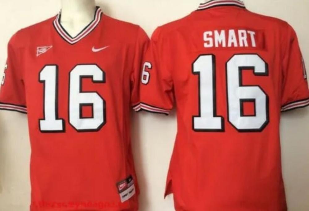 Mens Kirby Smart Jersey Georgia Bulldogs Coach 16 Stitched Football Red
