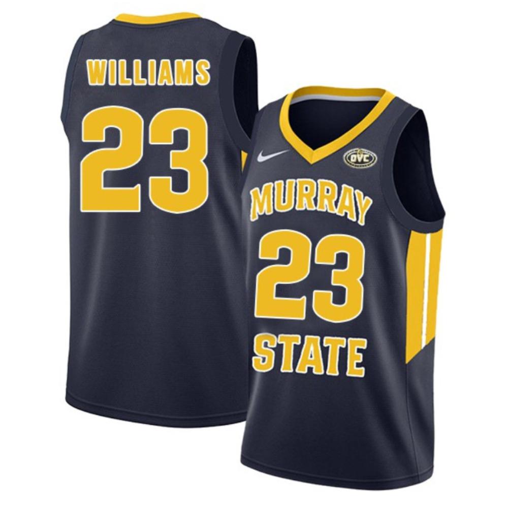 Mens Kj Williams 23 Navy Murray State Racers College Basketball Jersey