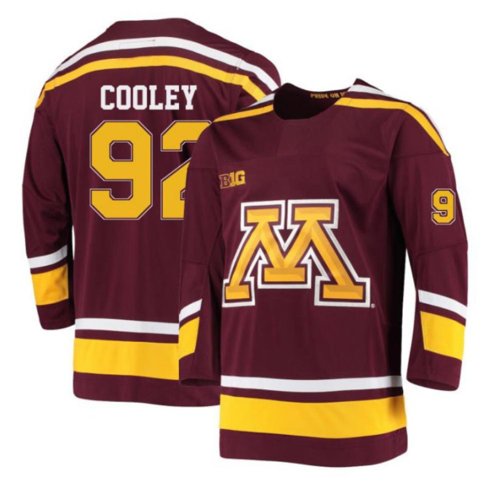 Mens Logan Cooley 92 Maroon Minnesota Golden Gophers Hockey Jersey