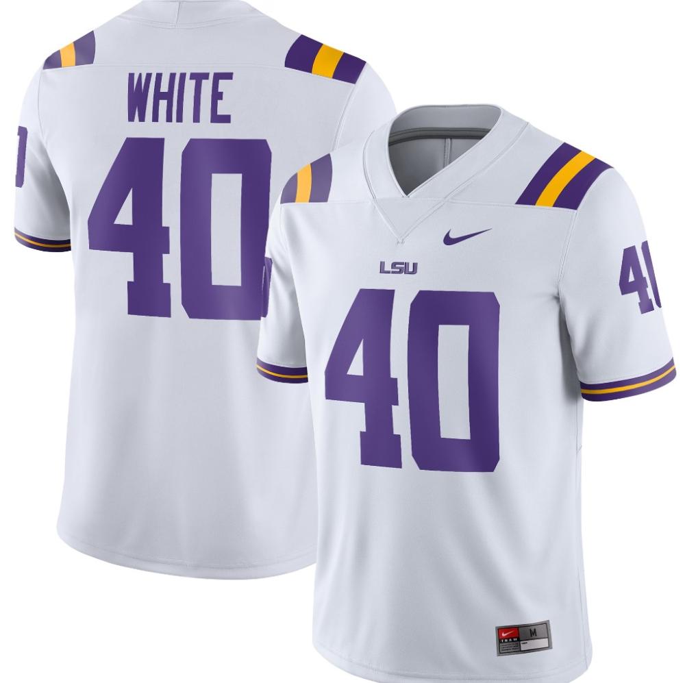 Mens Lsu Tigers 40 White College Football Jersey
