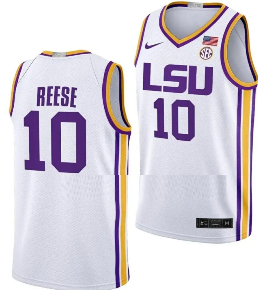 Mens Lsu Tigers Angel Reese Jersey College Basketball White 10