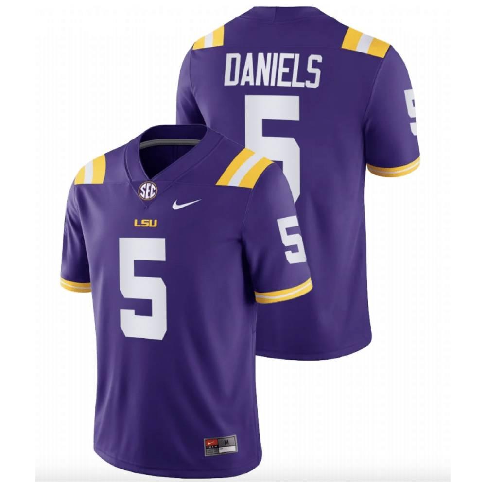 Mens Lsu Tigers Jayden Daniels Jersey 5 College Purple
