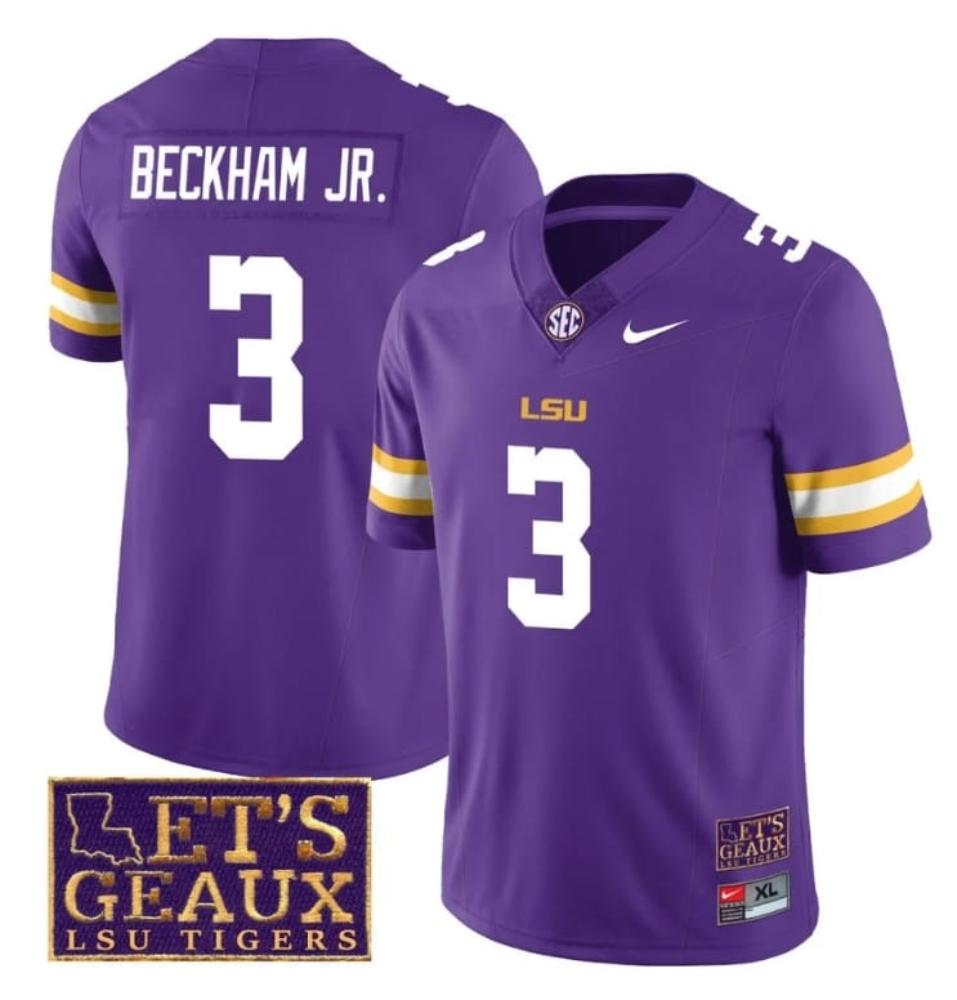 Mens Lsu Tigers Odell Beckham Jr Jersey 3 College Lets Geaux Patch Stitched P