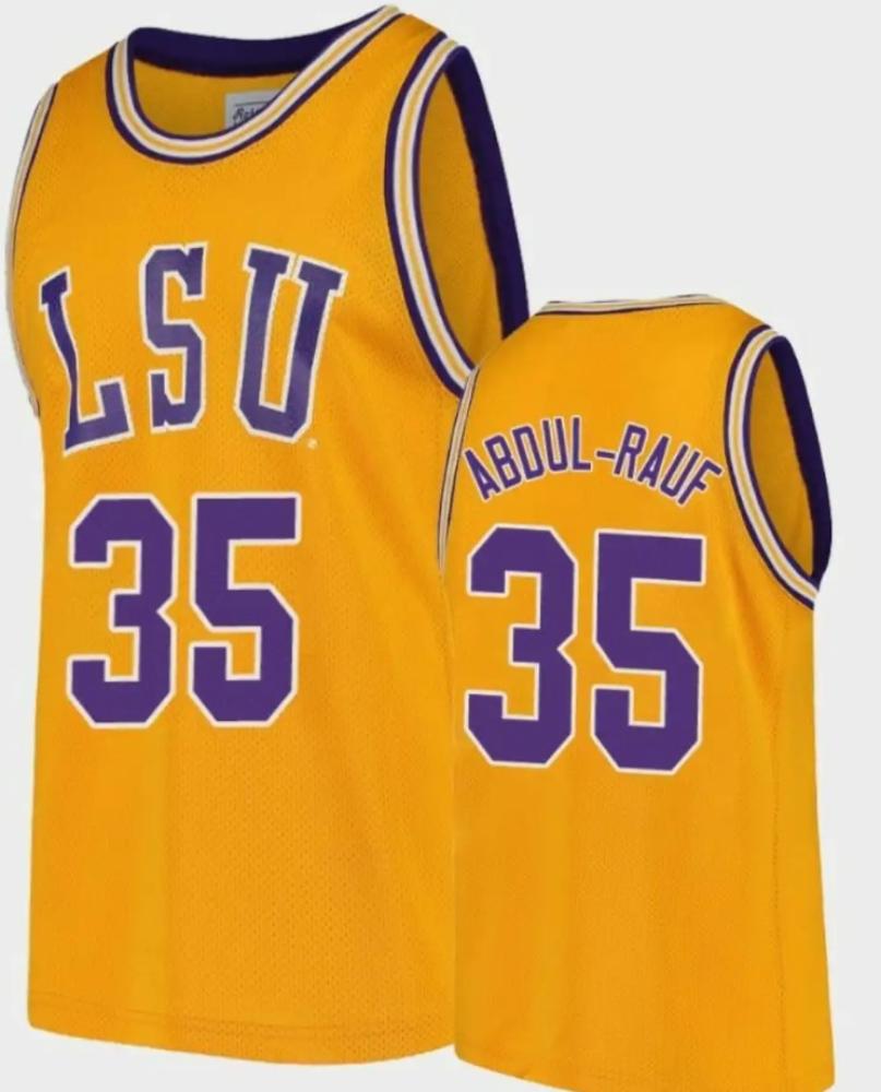 Mens Mahmoud Abdul rauf Jersey Lsu Tigers College Basketball Gold Replica 35