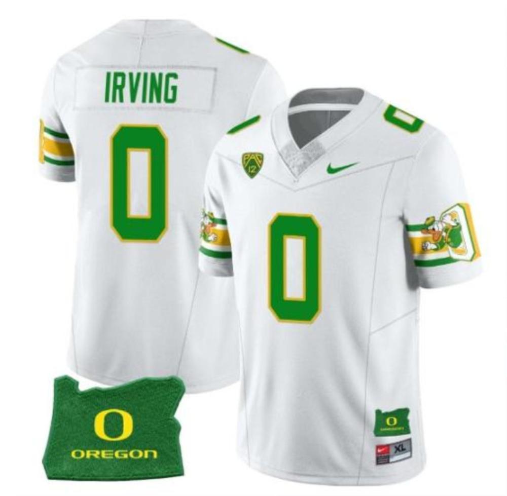 Mens Markeise Irving 0 Jersey Oregon Ducks Mighty Football White Jersey
