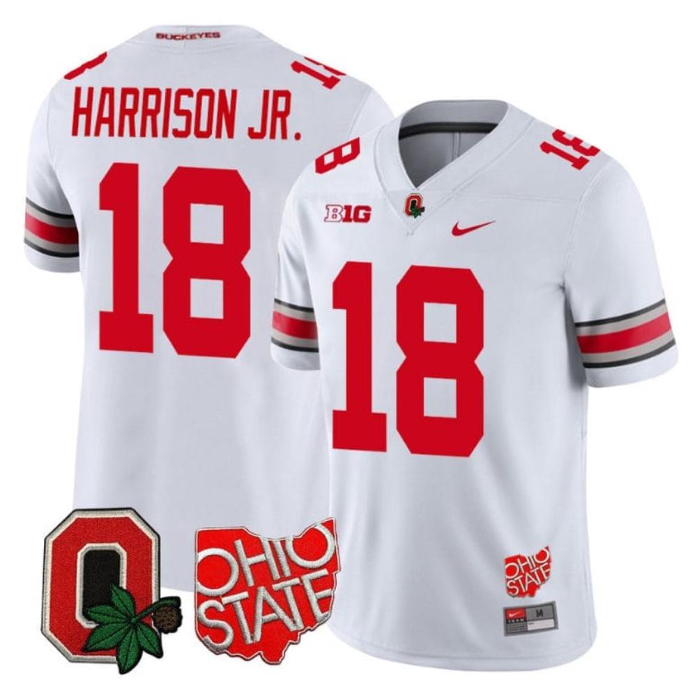 Mens Marvin Harrison Jr Jersey 18 Ohio State Buckeyes College Football Stitch