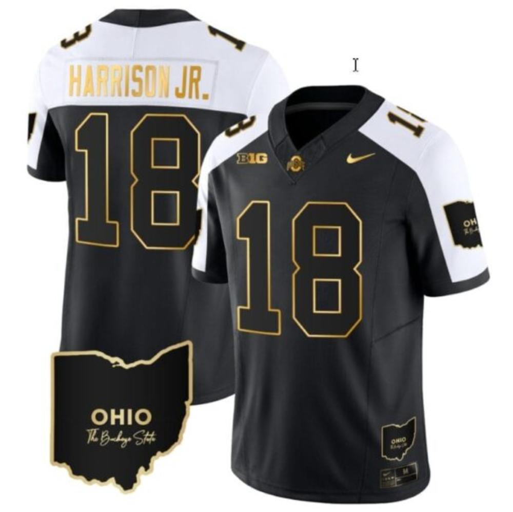 Mens Marvin Harrison Jr Jersey 18 Ohio State Buckeyes Ohio Patch Alternate