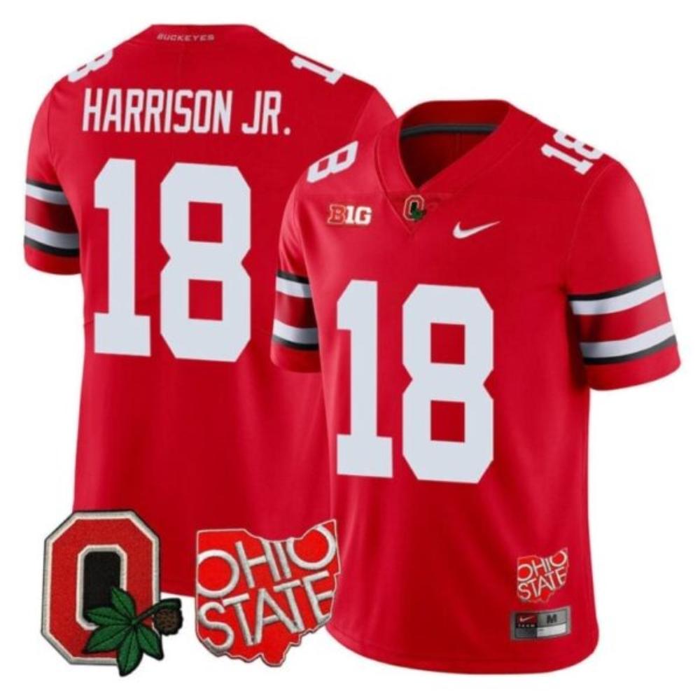 Mens Marvin Harrison Jr Jersey 18 Ohio State Buckeyes Scarlet