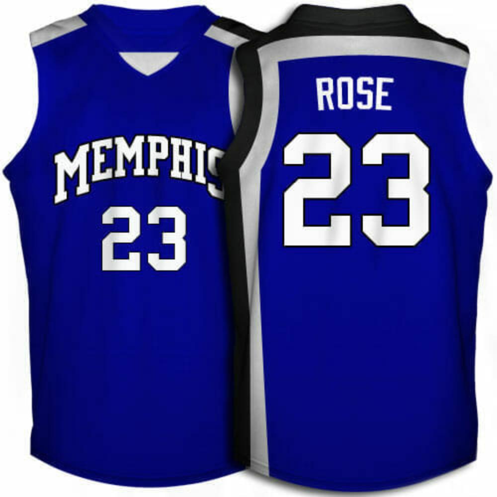 Mens Memphis Tigers 23 Derrick Rose Ncaa Basketball Jersey Blue