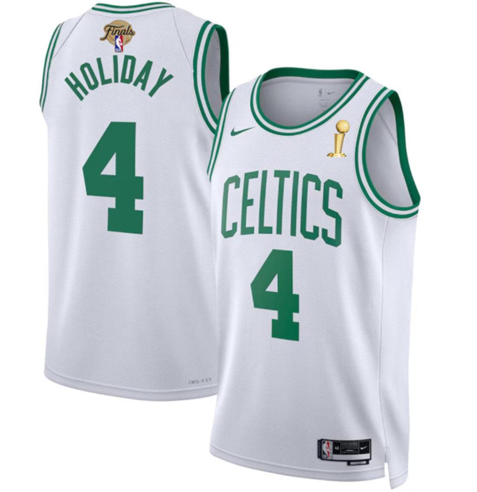 Mens Mens Boston Celtics 4 Jrue Holiday White 2024 Finals Champions Jersey