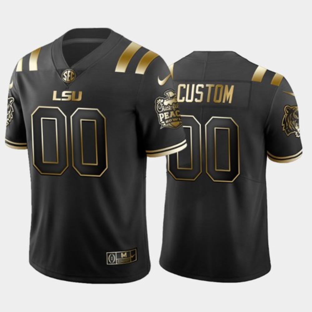 Mens Mens Lsu Tigers Custom Black Golden 2020 College Football Jersey