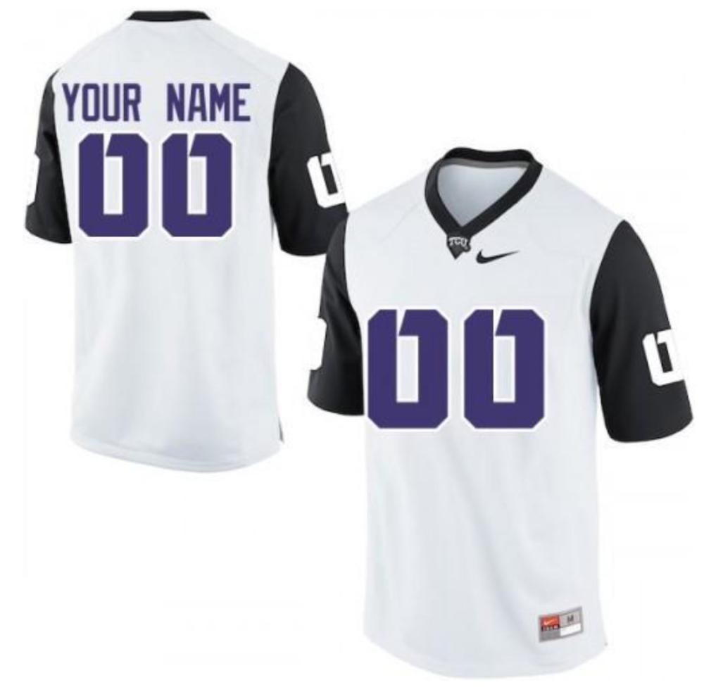 Mens Mens Tcu Horned Frogs Custom White 2024 College Football Jersey