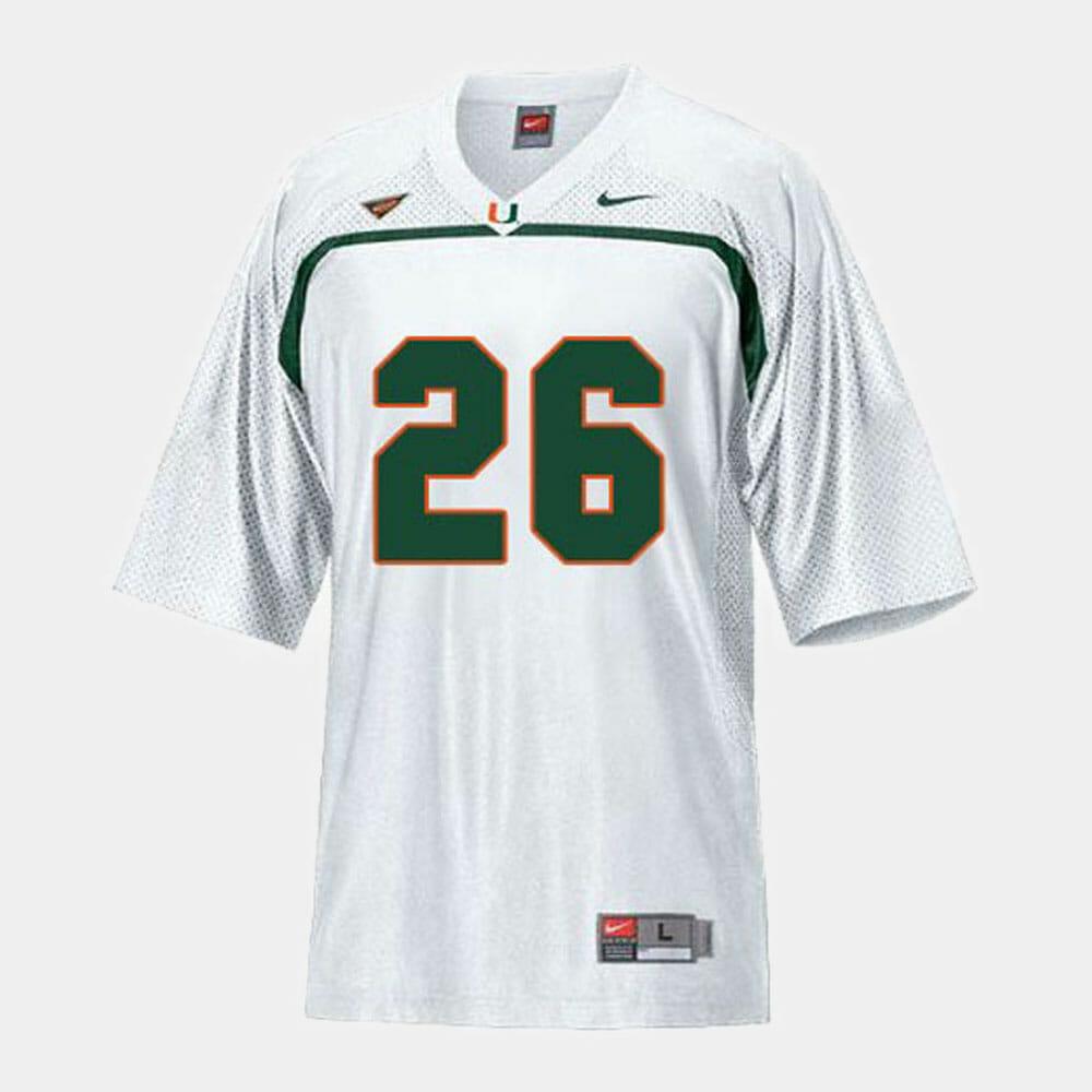 Mens Miami Hurricanes 26 Sean Taylor College White Jersey